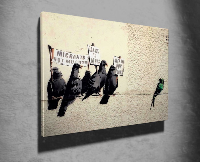 Wallity WY47 Banksy Lienzo Decorativo Enmarcado 50 x 70 cm Wallity WY47 Banksy Lienzo Decorativo Enmarcado 50 x 70 cm